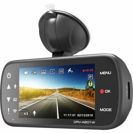 Kenwood DRV-A601W Dashcam achterkant met zuignap