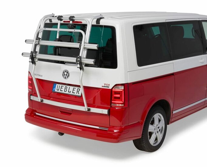 Uebler Primavelo T6 Basis op achterklep Volkswagen T6 ingeklapt