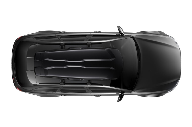Thule Vector Alpine - Black Metallic - Dakkoffer - bovenzijde op auto