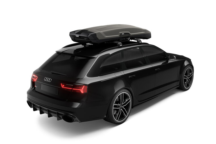 Thule Vector Alpine - Titan Matte - Dakkoffer - zijkant - schuinachter