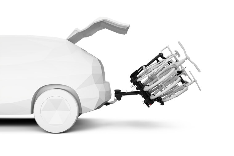 Thule EasyFold 3 | foldable bike add-on | gemonteerd op thule easyfold | voor 4 fietsen gekanteld