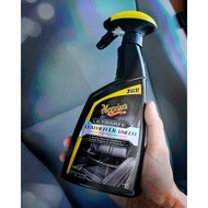 Meguiars Ultimate Leather Detailer Spray in hand