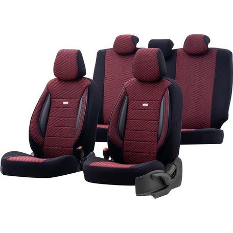 OtoM SelectedFit Sports | Stoffen stoelhoezenset | Zwart/Rood