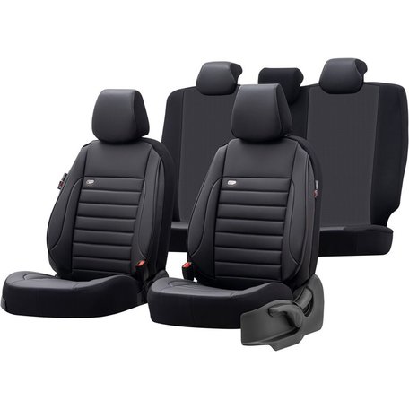 OtoM Royal | Leder/Stoffen stoelhoezenset | Zwart/antraciet